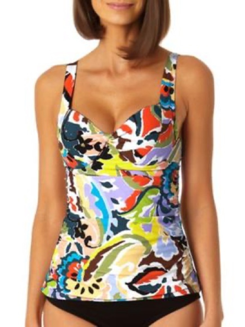 Anne Cole Multicolor Floral Tankini Coverup Top 36DD/38D swimsuit swim top